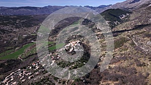 Aerial view of the village of Coursegoules in the Vence region