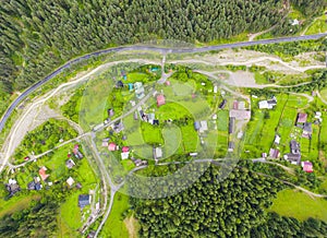 aerial view of village from drone. Romania