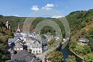 Aerial view village Esch-sur-Sure in Luxembourg