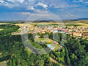 Aerial view in village of La Rioja near of Logrono,Spain. Drone Photo photo