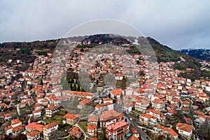 Aerial view of the village Metsovo in Epirus, northern Greece