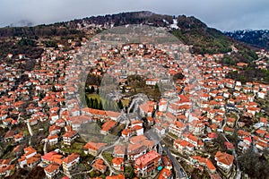 Aerial view of the village Metsovo in Epirus, northern Greece