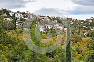 Aerial view of village in Pelion, Greece