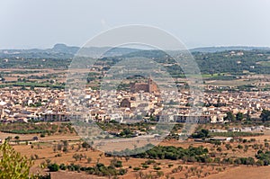 Aerial view of the village of Porreres town photo