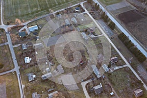 Aerial view of village Ranki in winter, Latvia