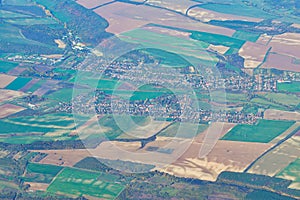 Aerial view of the village Ð°rom a plane window