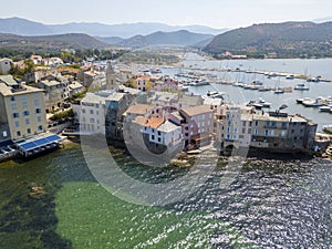 Aerial view of the village of Saint Florent, Corsica, France. photo