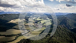 Aerial view of the village of Sulov in Slovakia