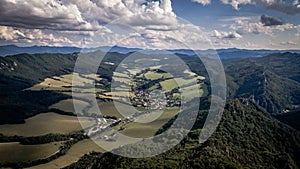 Aerial view of the village of Sulov in Slovakia