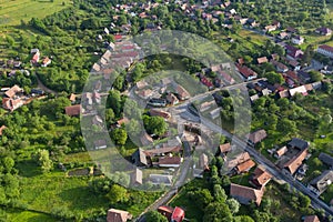 Aerial view of a village in Transylvania