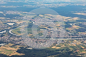 Aerial view of village of Wolfgang in Hanau, Germany