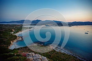 Aerial view of Villasimius beach, Sardinia, Italy photo