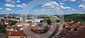 Aerial view of Vilnius with Vilnius Cathedral, Gediminas Castle and the Palace of the Grand Dukes of Lithuania - Vilnius, Lithuani