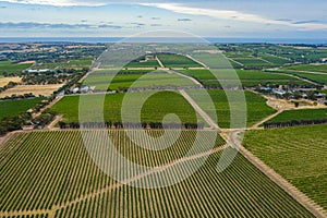 Aerial view of vineyards at McLaren Vale in Australia