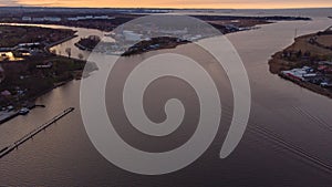 Aerial view of the Vistula estuary. GÃ³rki Zachodnie, GÃ³rki Wschodnie, Poland.