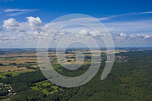 Aerial view of Vistula Split. Mierzeja Wislana Landscape Park. Photo made from above by drone photo