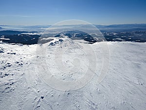 Aerial view of Vitosha Mountain near Cherni Vrah peak, Bulgaria