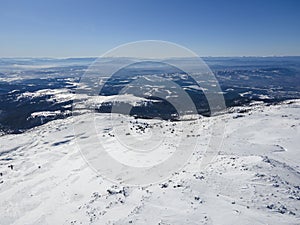 Aerial view of Vitosha Mountain near Cherni Vrah peak, Bulgaria