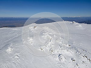 Aerial view of Vitosha Mountain near Cherni Vrah peak, Bulgaria