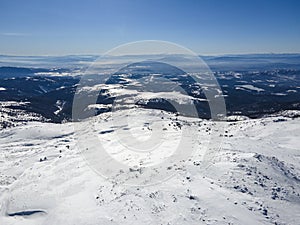 Aerial view of Vitosha Mountain near Cherni Vrah peak, Bulgaria