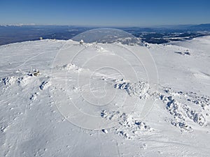 Aerial view of Vitosha Mountain near Cherni Vrah peak, Bulgaria