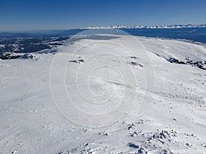 Aerial view of Vitosha Mountain near Cherni Vrah peak, Bulgaria