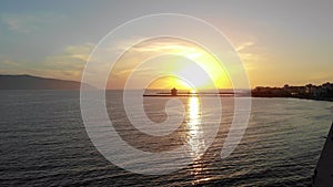 Aerial view of Vlora bay. Morning landscape of Vlora bay