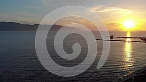 Aerial view of Vlora bay. Morning landscape of Vlora bay