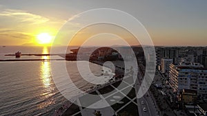 Aerial view of Vlora bay. Morning landscape of Vlora bay