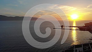 Aerial view of Vlora bay. Morning landscape of Vlora bay