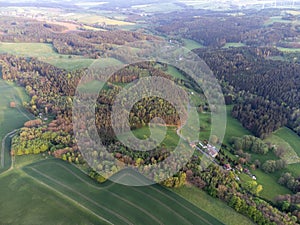 aerial view of the vogtland, saxony in east germany