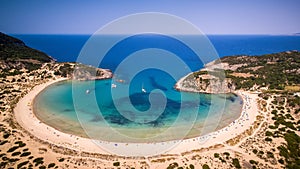 Aerial view of voidokilia beach, Messinia, Greece