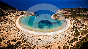 Aerial view of voidokilia beach, Messinia, Greece