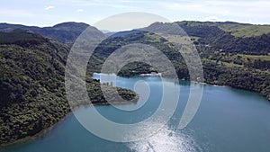 Aerial view of volcanic Lake Tarawera