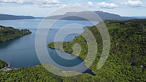 Aerial view of volcanic Lake Tarawera