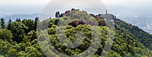 Aerial view of the Voltiano Lighthouse of Brunate. Como lake Lombardy, Italy