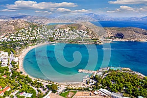 Aerial view of Vouliagmeni beach on Athens, Greece