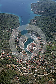 Aerial view of Vrboska town on Hvar island