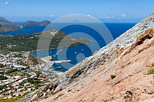 Aerial view of Vulcano, Aeolian Islands near Sicily, Italy