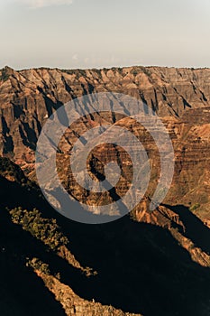 Aerial view of Waimea Canyon Grand Canyon of the Pacific on the western side of Kauai island in Hawaii