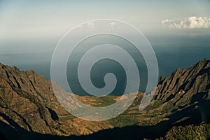 Aerial view of Waimea Canyon Grand Canyon of the Pacific on the western side of Kauai island in Hawaii