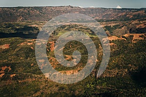 Aerial view of Waimea Canyon Grand Canyon of the Pacific on the western side of Kauai island in Hawaii