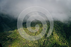 Aerial view of Waimea Canyon Grand Canyon of the Pacific on the western side of Kauai island in Hawaii