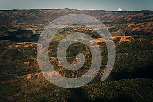 Aerial view of Waimea Canyon Grand Canyon of the Pacific on the western side of Kauai island in Hawaii