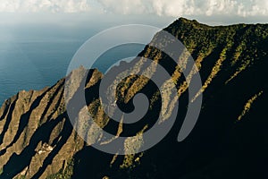 Aerial view of Waimea Canyon Grand Canyon of the Pacific on the western side of Kauai island in Hawaii