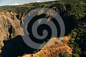 Aerial view of Waimea Canyon Grand Canyon of the Pacific on the western side of Kauai island in Hawaii