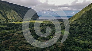 Aerial view of the Waipio Valley on the Big Island of Hawaii