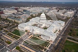 aerial view of washington capitol dc illustration generative ai