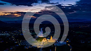 Aerial view of Wat Huay Pla Kang, Chinese temple in Chiang Rai Province, Thailand