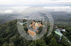 Aerial view at Wat Phra That Doi Suthep temple in Chiangmai, Thailand.